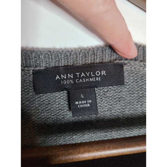 Ann Taylor Grey Cashmere Tie Waist Sweater Womens Large - Picture 3 of 6